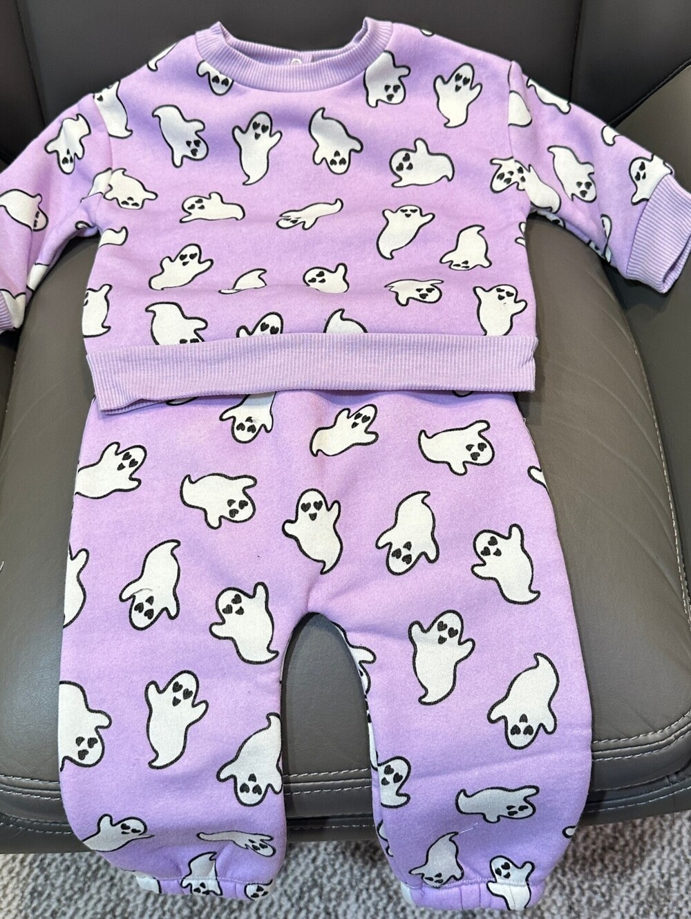 Way To Celebrate 6-9M Purple Ghost Halloween 2 Piece Sweatshirt Jogger Set